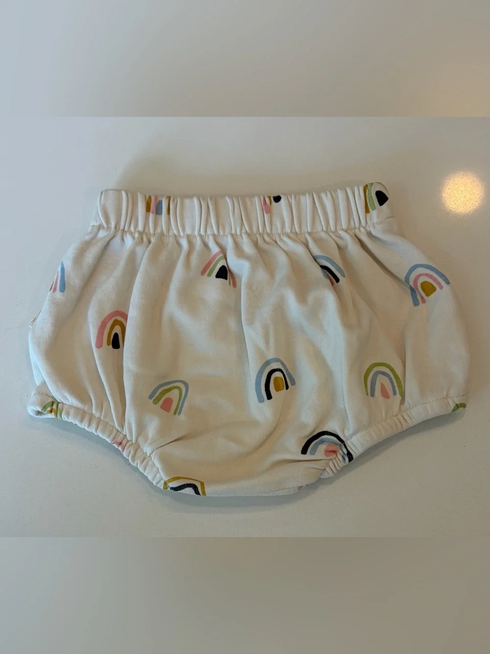 White Rainbow-Print Bloomers